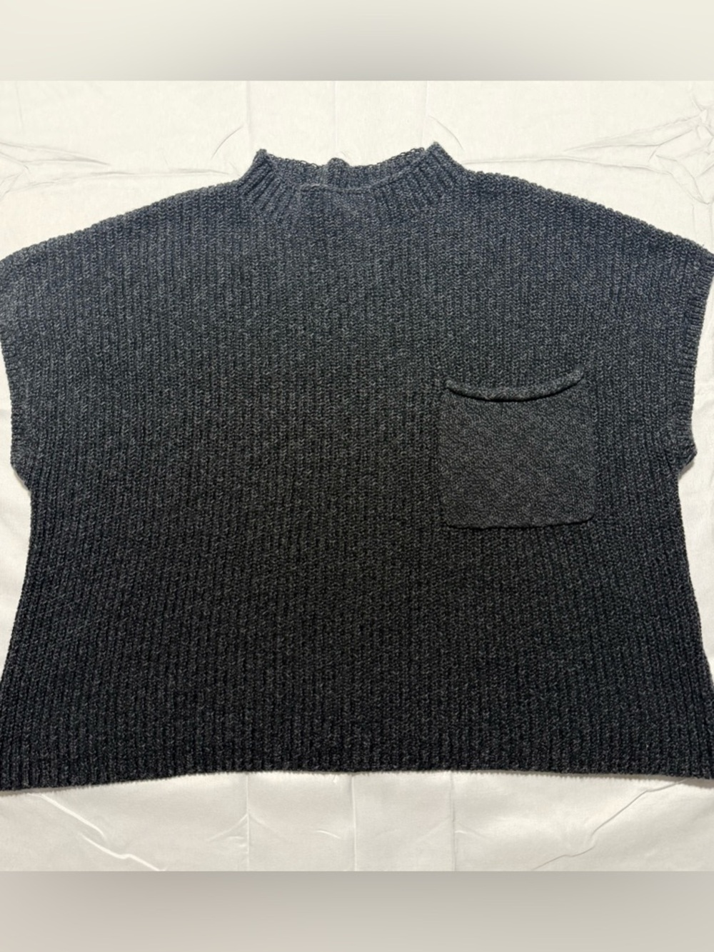 Free People FP Beach Freya Rib Knit Sweater Mock Neck Size S Charcoal Crop